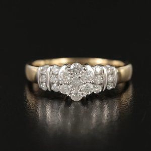 10K Vintage .50 Diamond Flower Cluster Ring